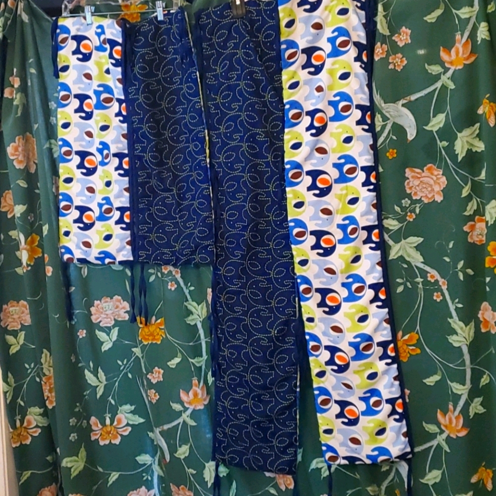 Baby boy blue and green with elephant bumper pad